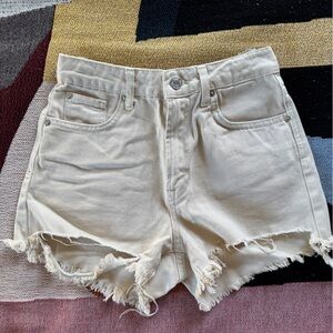 Stradivarius Cream Denim Shorts